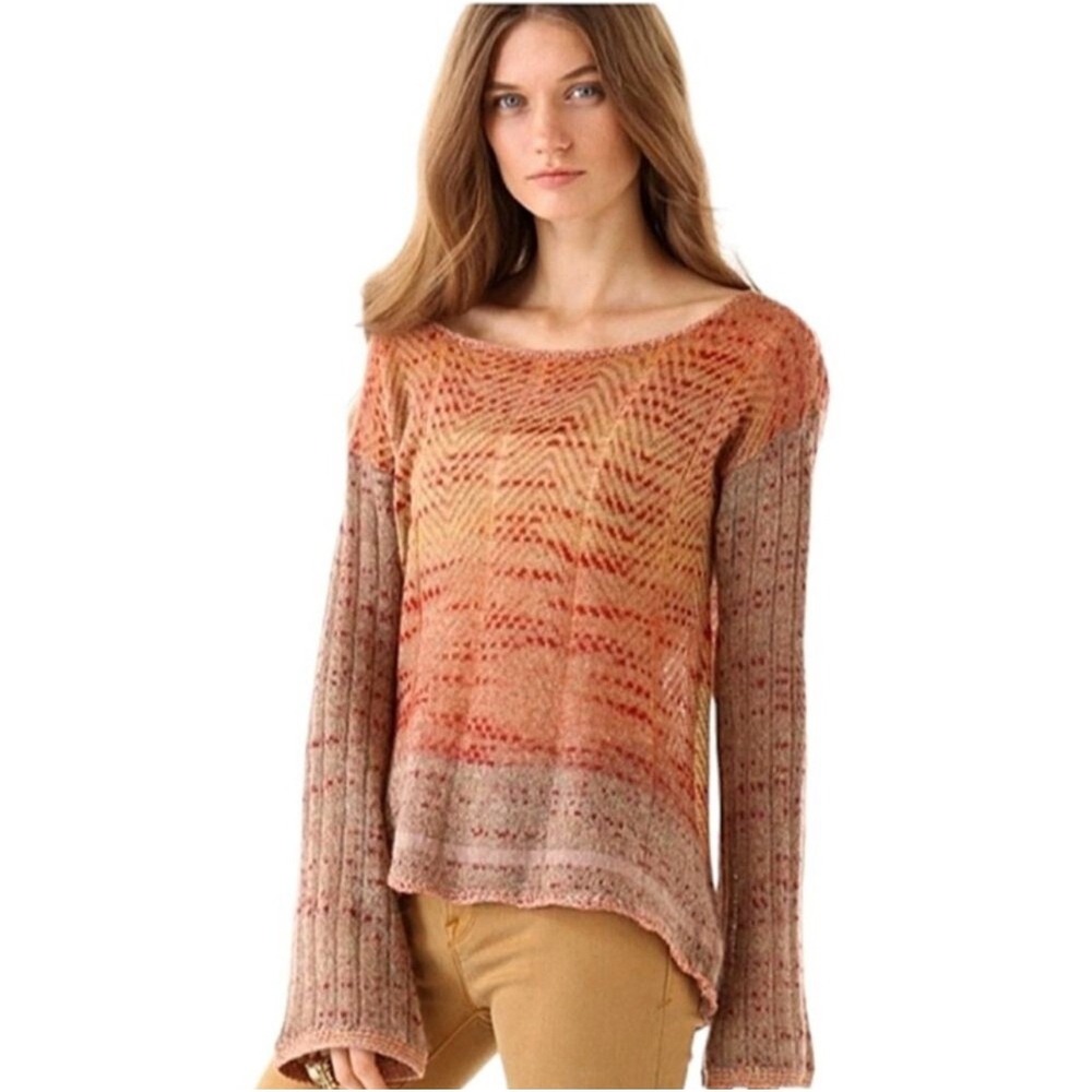 Free People Morning Bell Crochet MohairSweater‎ Size XS